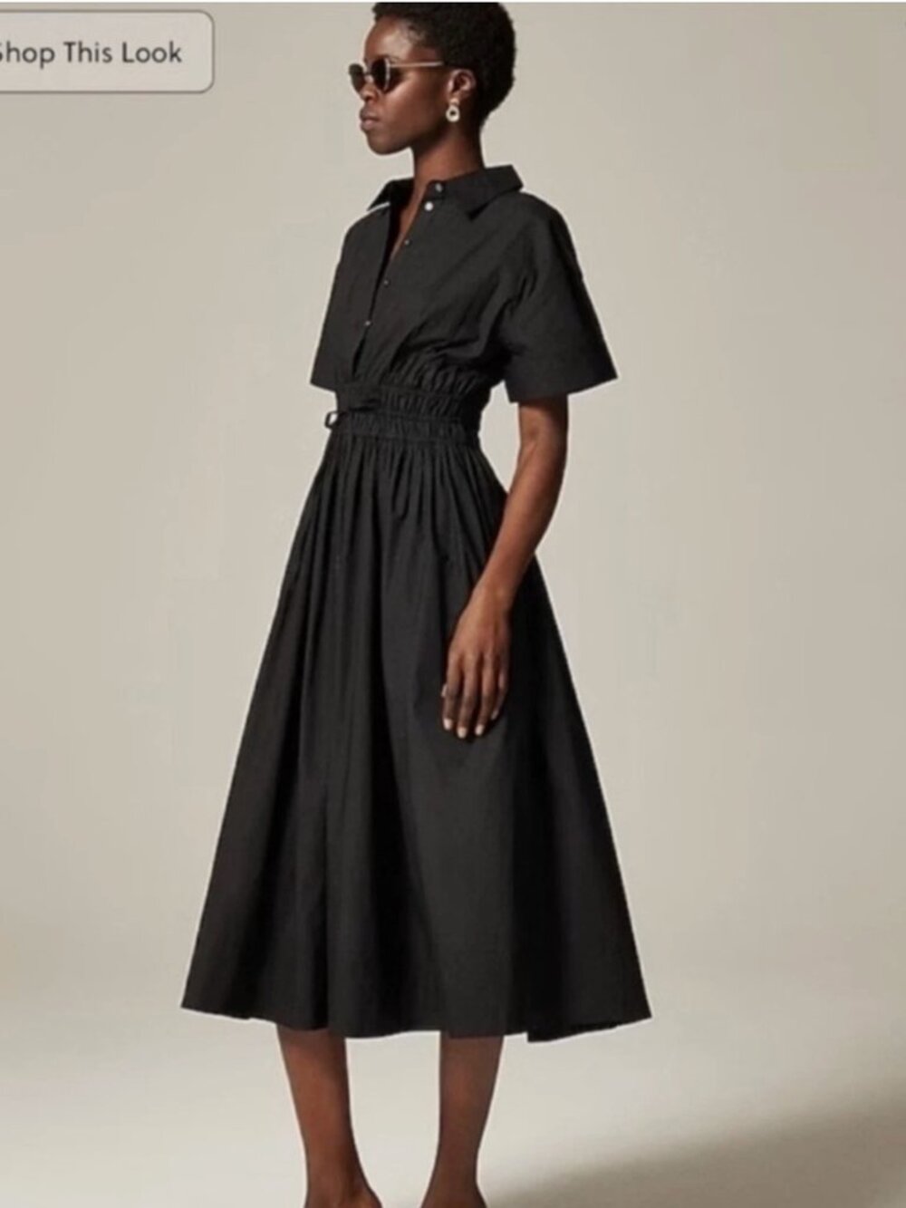 J. Crew Elena Shirt-Dress in Cotton Poplin Black